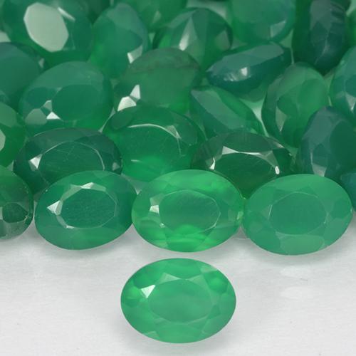 Pedras preciosas de ágata verde natural de 2,79 ct, corte oval, translúcido