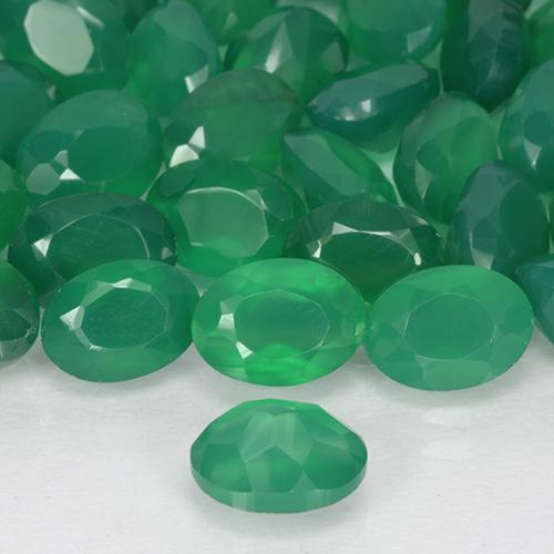 Pedras preciosas de ágata verde natural de 2,79 ct, corte oval, translúcido