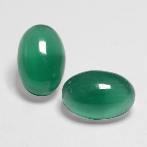 Pedras preciosas de ágata verde natural de 1,10 ct, corte oval, translúcido