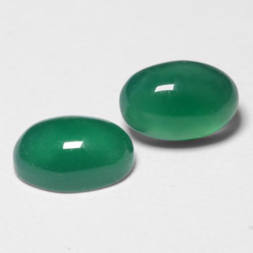 Pedras preciosas de ágata verde natural de 1,10 ct, corte oval, translúcido