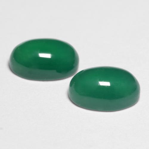 Pedras preciosas de ágata verde natural de 1,10 ct, corte oval, translúcido