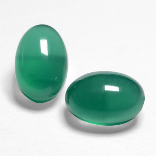 Pedras preciosas de Ágata Verde médio natural de 1.36 ct, Corte Oval, Translúcido