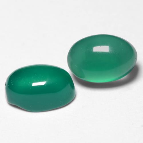 Pedras preciosas de Ágata Verde médio natural de 1.36 ct, Corte Oval, Translúcido