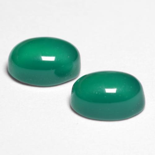 Pedras preciosas de Ágata Verde médio natural de 1.36 ct, Corte Oval, Translúcido