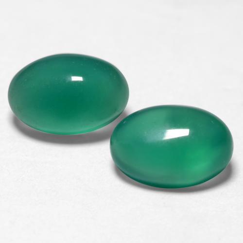 Pedras preciosas de ágata verde natural de 1,09 ct, corte oval, translúcido