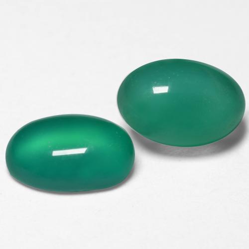 Pedras preciosas de ágata verde natural de 1,09 ct, corte oval, translúcido