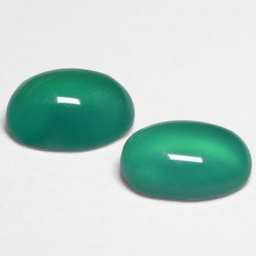 Pedras preciosas de ágata verde natural de 1,09 ct, corte oval, translúcido