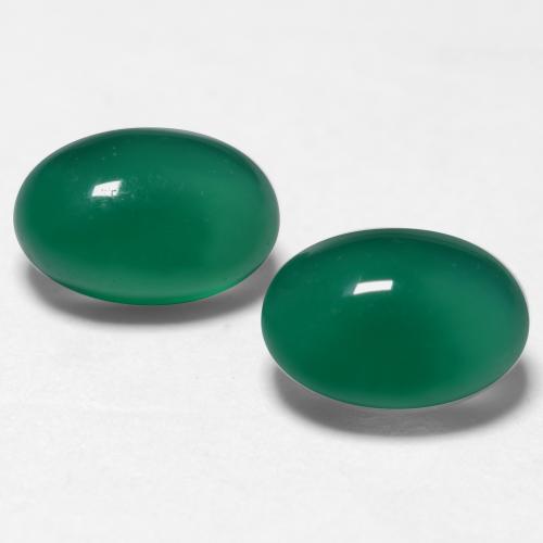Pedras preciosas de ágata verde natural de 1,17 ct, corte oval, translúcido