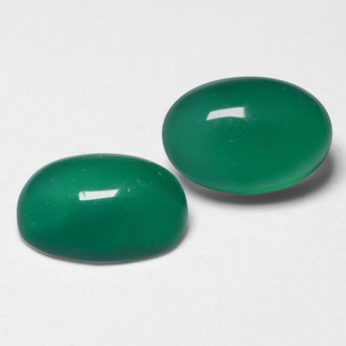 Pedras preciosas de ágata verde natural de 1,17 ct, corte oval, translúcido
