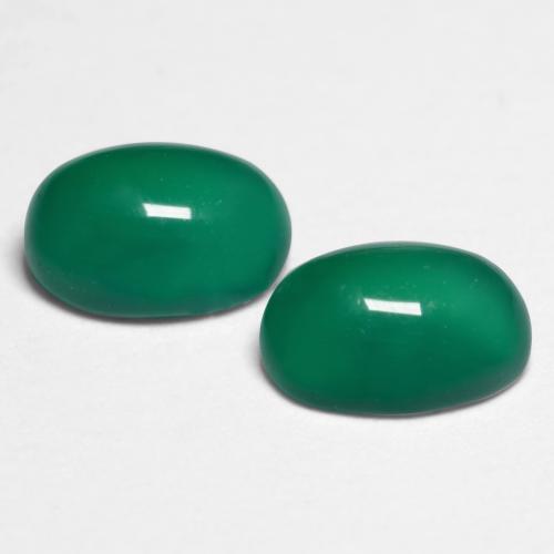 Pedras preciosas de ágata verde natural de 1,17 ct, corte oval, translúcido