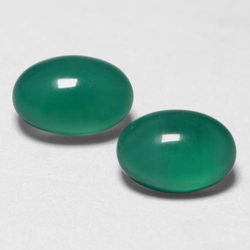 Pedras preciosas de ágata verde natural de 1,08 ct, corte oval, translúcido