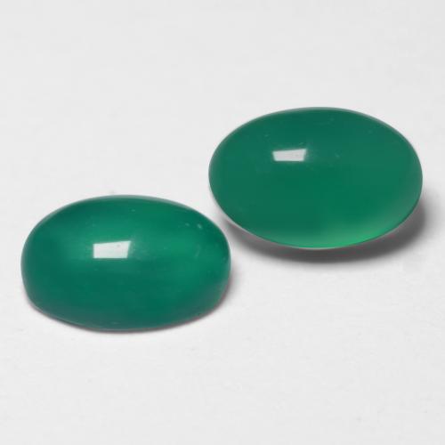 Pedras preciosas de ágata verde natural de 1,08 ct, corte oval, translúcido
