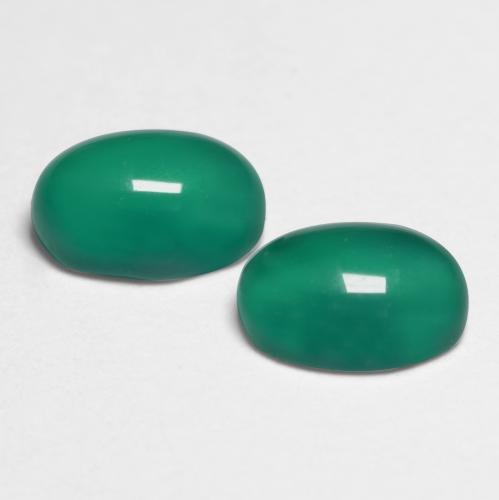 Pedras preciosas de ágata verde natural de 1,08 ct, corte oval, translúcido
