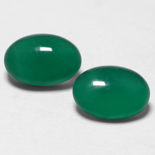 Pedras preciosas de ágata verde natural de 1,29 ct, corte oval, translúcido