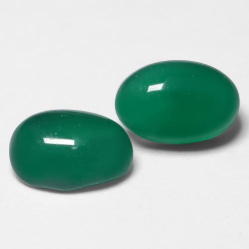 Pedras preciosas de ágata verde natural de 1,29 ct, corte oval, translúcido