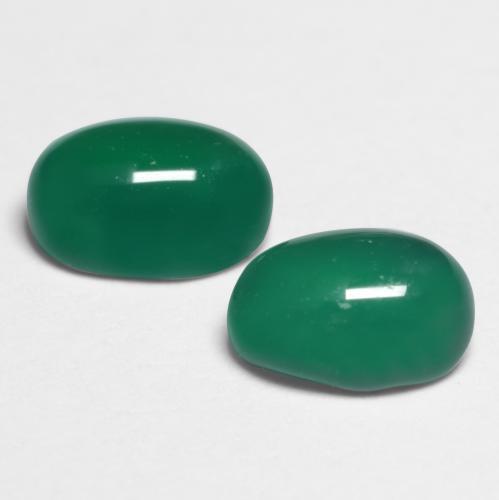 Pedras preciosas de ágata verde natural de 1,29 ct, corte oval, translúcido