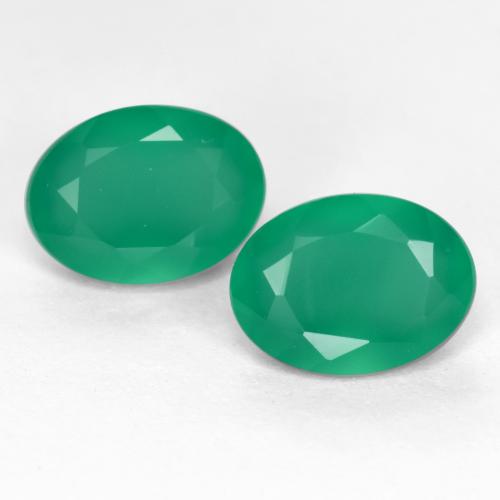 Pedras preciosas de ágata verde natural de 2,28 ct, corte oval, translúcido