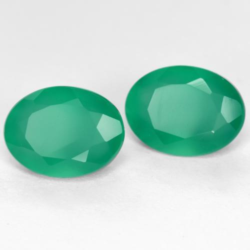 Pedras preciosas de ágata verde natural de 2,28 ct, corte oval, translúcido