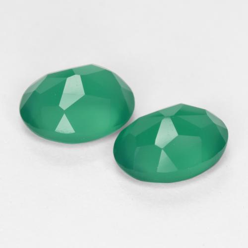 Pedras preciosas de ágata verde natural de 2,28 ct, corte oval, translúcido