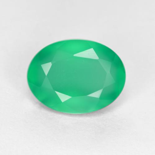 Ágata verde natural 1,12ct, corte oval, translúcido