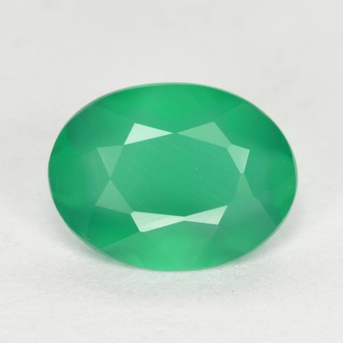 Ágata verde natural 1,04ct, corte oval, translúcido