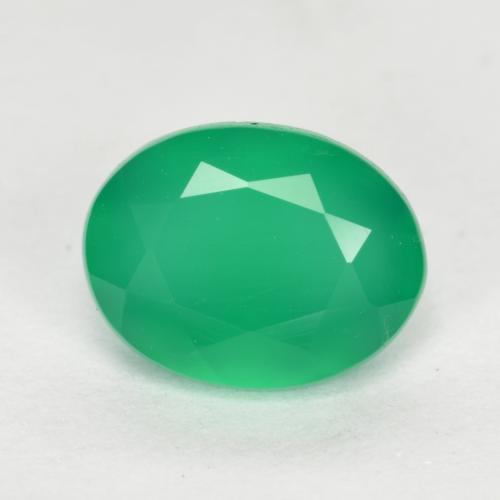 Ágata Verde médio Natural 1.14ct, Corte Oval, Translúcido