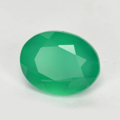 Ágata Verde médio Natural 1.14ct, Corte Oval, Translúcido