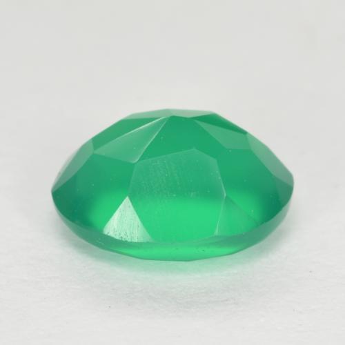 Ágata Verde médio Natural 1.14ct, Corte Oval, Translúcido
