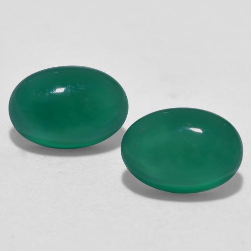 Pedras preciosas de ágata verde natural de 1,15 ct, corte oval, translúcido