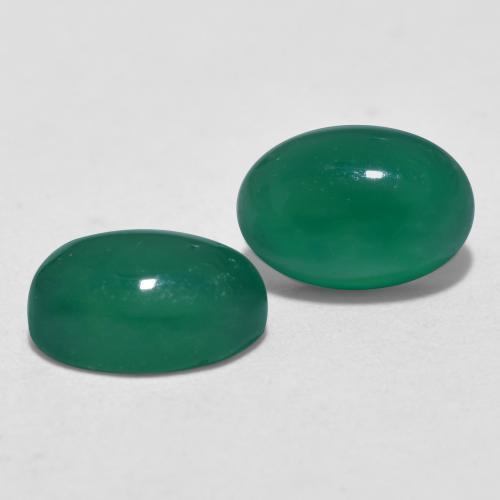 Pedras preciosas de ágata verde natural de 1,15 ct, corte oval, translúcido