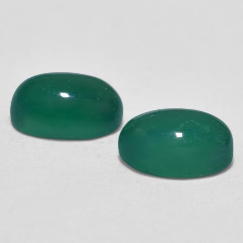 Pedras preciosas de ágata verde natural de 1,15 ct, corte oval, translúcido