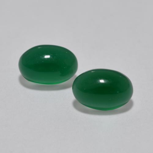 Pedras preciosas de ágata verde natural de 1,19 ct, corte oval, translúcido