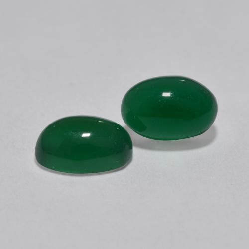 Pedras preciosas de ágata verde natural de 1,19 ct, corte oval, translúcido