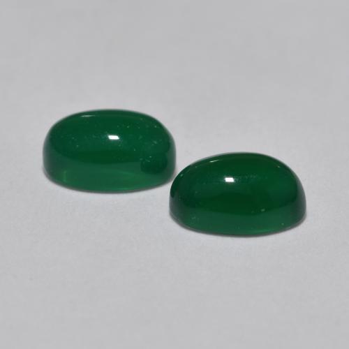 Pedras preciosas de ágata verde natural de 1,19 ct, corte oval, translúcido