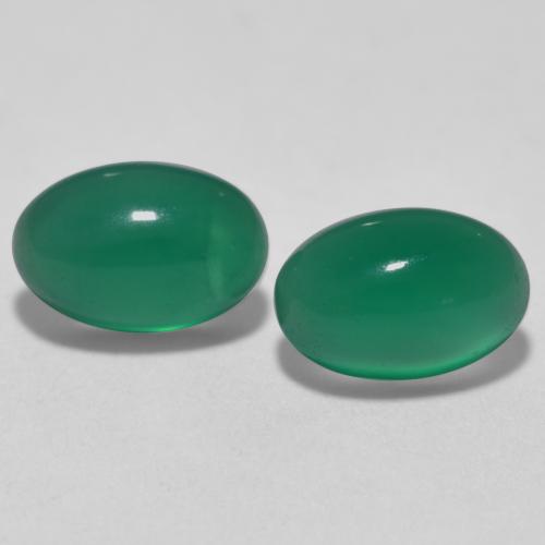 Pedras preciosas de Ágata Verde médio natural de 1.05 ct, Corte Oval, Translúcido