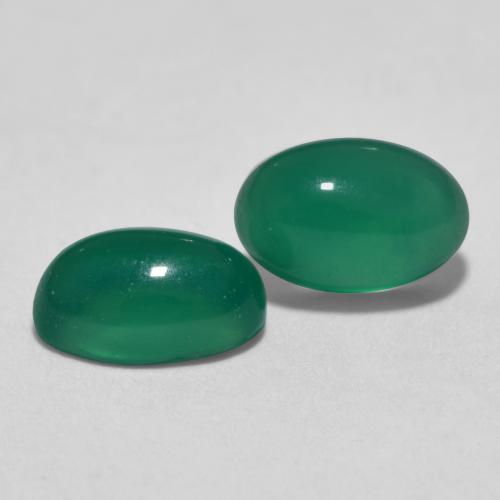 Pedras preciosas de Ágata Verde médio natural de 1.05 ct, Corte Oval, Translúcido