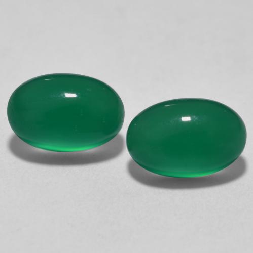 Pedras preciosas de ágata verde natural de 1,22 ct, corte oval, translúcido