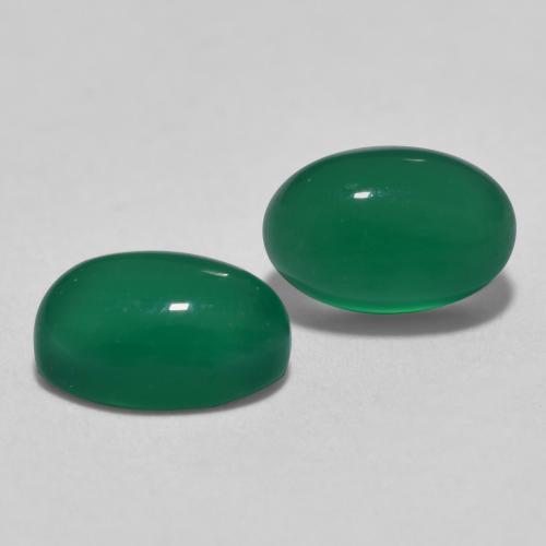 Pedras preciosas de ágata verde natural de 1,22 ct, corte oval, translúcido
