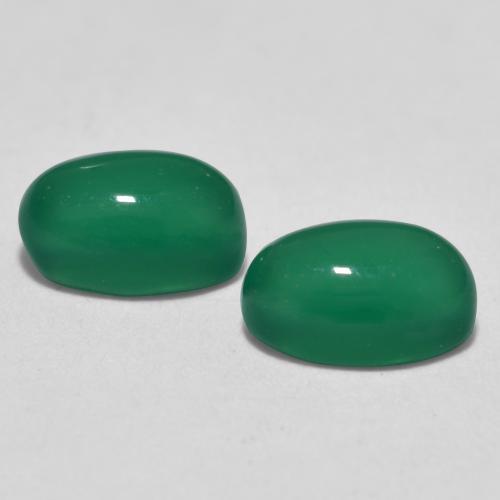 Pedras preciosas de ágata verde natural de 1,22 ct, corte oval, translúcido