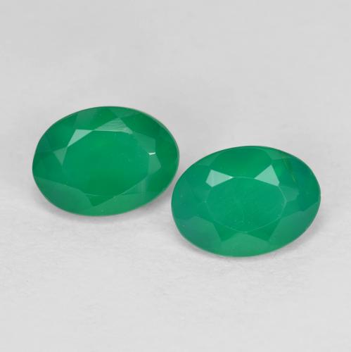 Pedras preciosas de ágata verde natural de 1,35 ct, corte oval, translúcido
