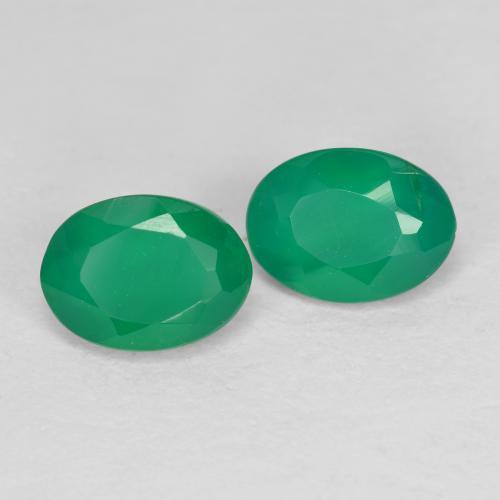 Pedras preciosas de ágata verde natural de 1,35 ct, corte oval, translúcido