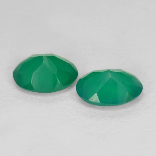 Pedras preciosas de ágata verde natural de 1,35 ct, corte oval, translúcido