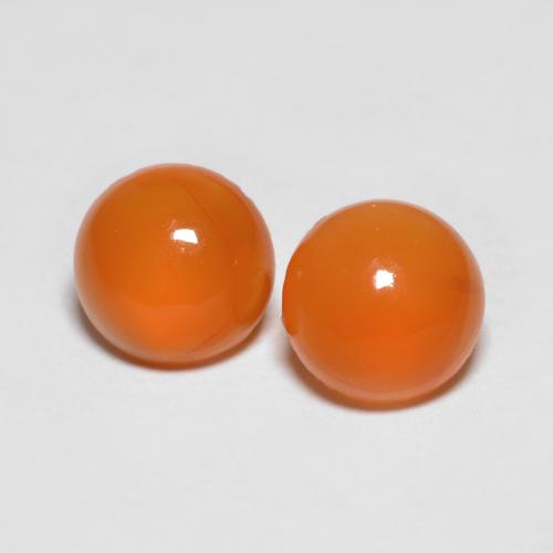 Pedras preciosas de ágata laranja natural de 1,51 ct, corte redondo, transparente
