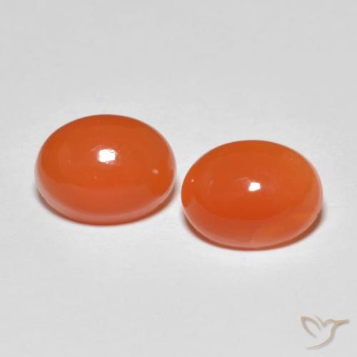 Pedras preciosas de ágata laranja natural de 2,67 ct, corte oval, translúcido