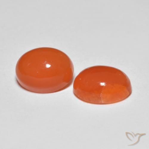 Pedras preciosas de ágata laranja natural de 2,67 ct, corte oval, translúcido