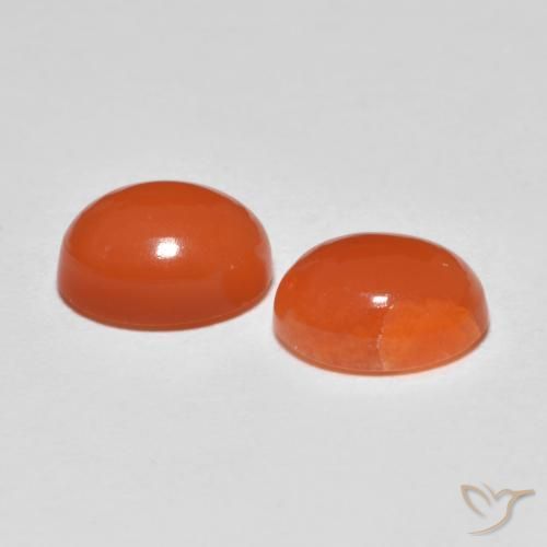 Pedras preciosas de ágata laranja natural de 2,67 ct, corte oval, translúcido
