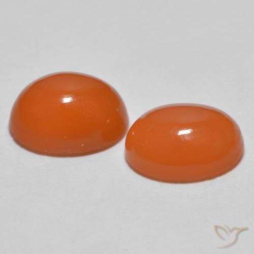 Pedras preciosas de Ágata fogo laranja natural de 2.46 ct, oval, Translúcido