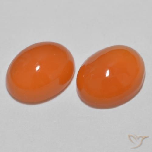Pedras preciosas de Ágata Laranja brilhante natural de 2.58 ct, oval, Translúcido