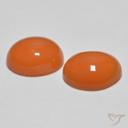 Pedras preciosas de Ágata Laranja brilhante natural de 2.58 ct, oval, Translúcido