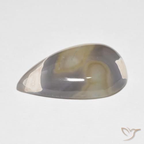 Ágata Branco multicor Natural 26.97ct, Formato de pêra, Opaco